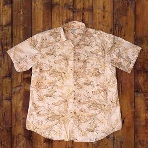 Banana Republic Safari and Travel Shirt Beige Tropical Print Size M